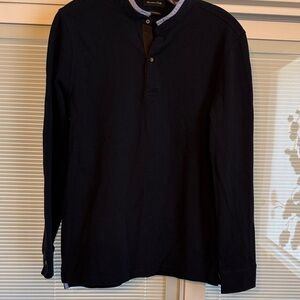 Men's Massimo Dutti Navy Blue Long Sleeve Shirt